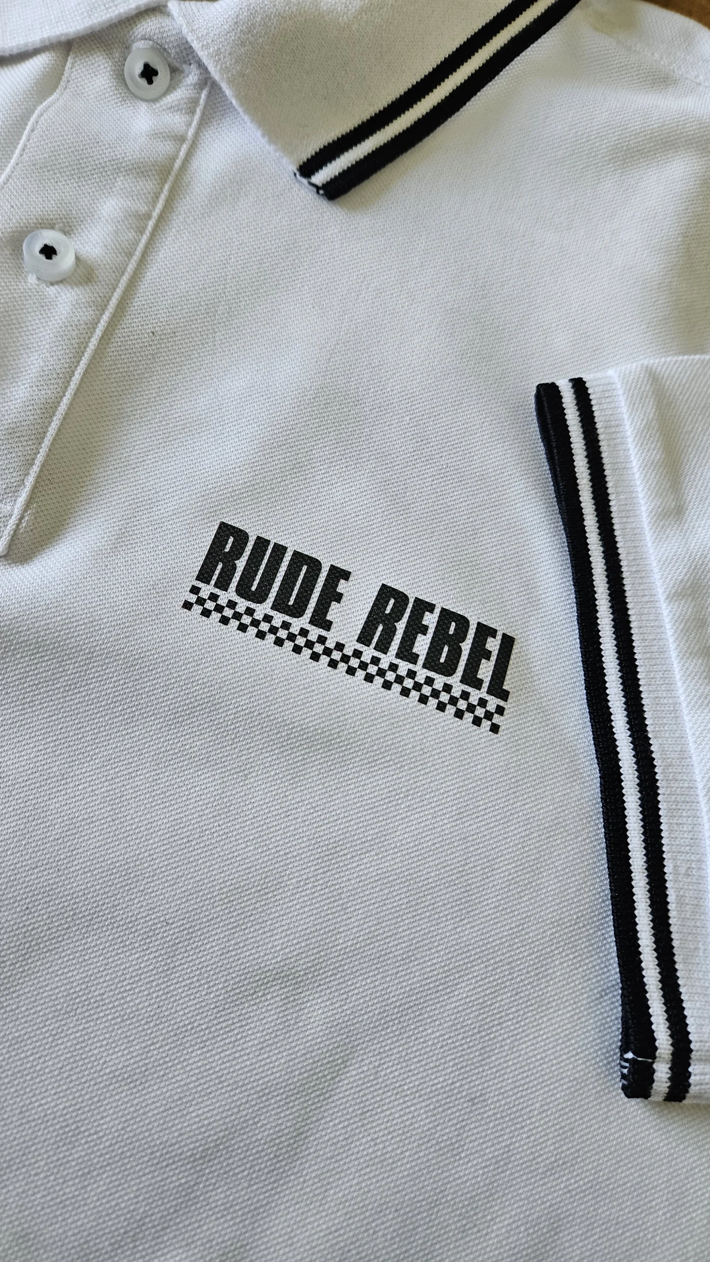 White Black Polo Detail