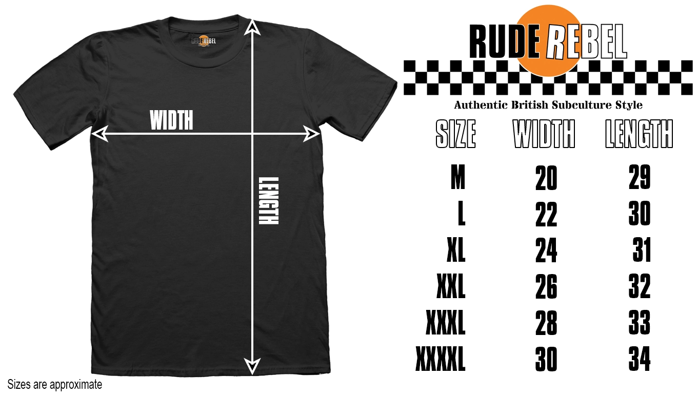 Rude Rebel T-Shirt Size Guide